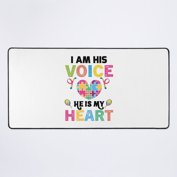 Item preview, I am His Voice He is My Heart Autism Autistic support Be Positive Aspire To Inspire Happy Life Apparel Essential Motivation Inspiration Joy Mood designed and sold by DesignByHeartUK.