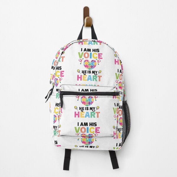 Artikelvorschau, I am His Voice He is My Heart Autism Autistic support Be Positive Aspire To Inspire Happy Life Apparel Essential Motivation Inspiration Joy Mood entworfen und verkauft von DesignByHeartUK.