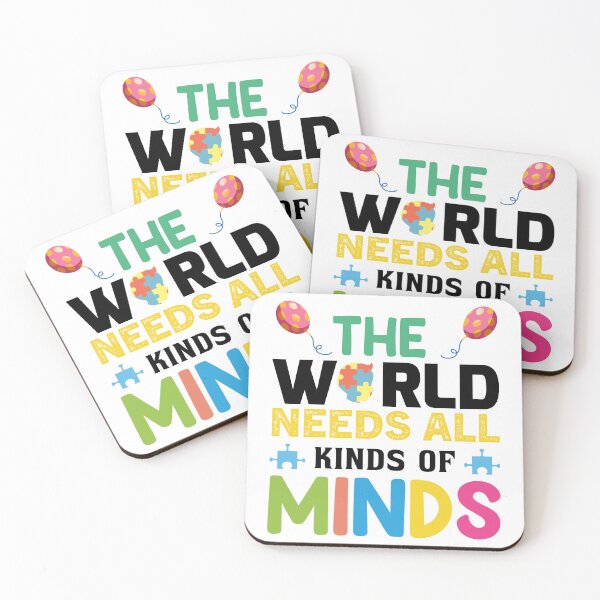 Item preview, The World Needs All Kinds of Minds Autistic support Be Positive Aspire To Inspire Happy Life Apparel Essential Motivation Inspiration Joy Mood designed and sold by DesignByHeartUK.
