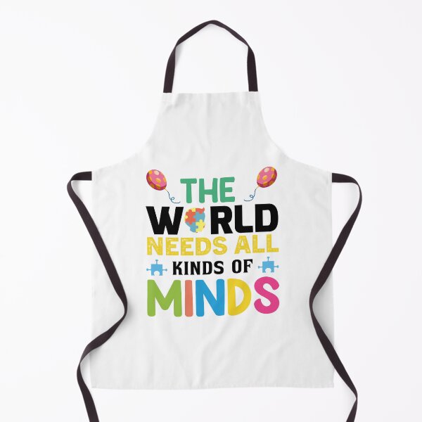Aperçu de l'œuvre The World Needs All Kinds of Minds Autistic support Be Positive Aspire To Inspire Happy Life Apparel Essential Motivation Inspiration Joy Mood créée et vendue par DesignByHeartUK.