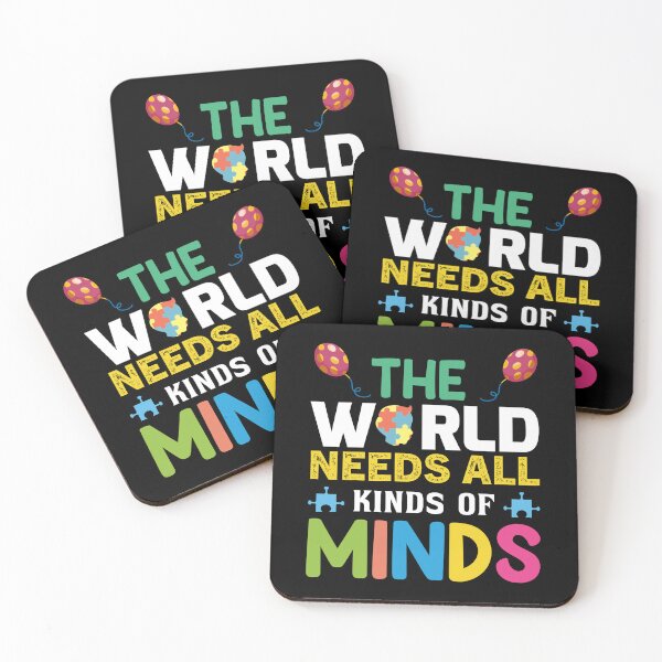 Item preview, The World Needs All Kinds of Minds Autistic support Be Positive Aspire To Inspire Happy Life Apparel Essential Motivation Inspiration Joy Mood designed and sold by DesignByHeartUK.