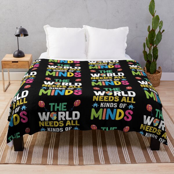 Item preview, The World Needs All Kinds of Minds Autistic support Be Positive Aspire To Inspire Happy Life Apparel Essential Motivation Inspiration Joy Mood designed and sold by DesignByHeartUK.