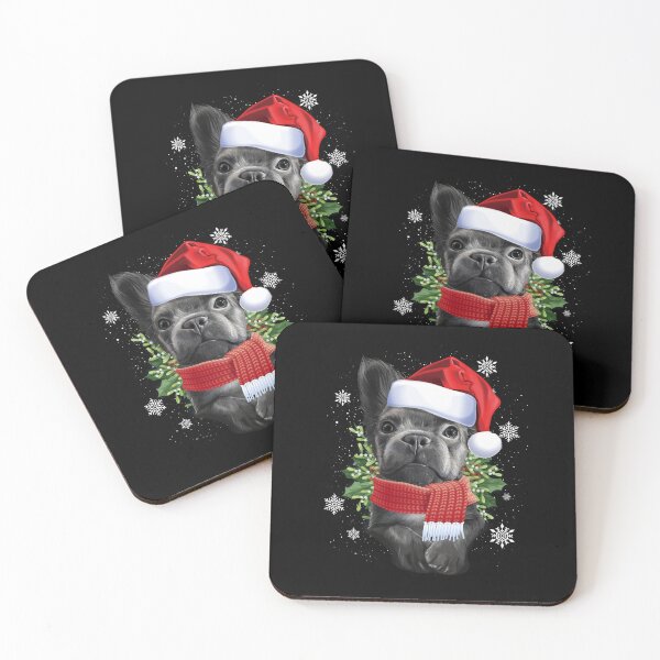 Item preview, Winter Holiday Cute Bulldog Puppy Christmas Santa Hat designed and sold by Barnissim.