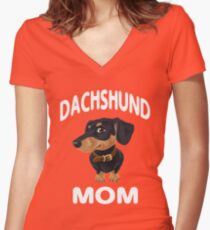 Dachshund Mom Women's Fitted V-Neck T-Shirt