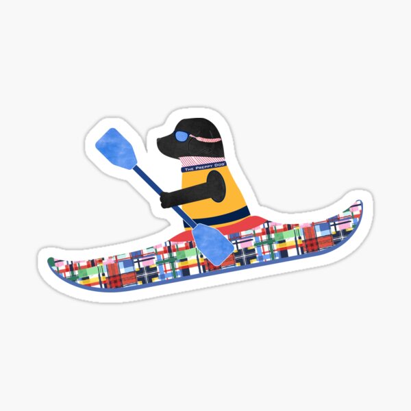 Black Lab Preppy Kayaker Sticker
