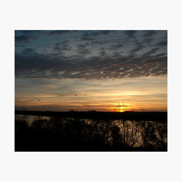 Item preview, Sunrise on the Mississippi and geese designed and sold by Jim Caldwell.