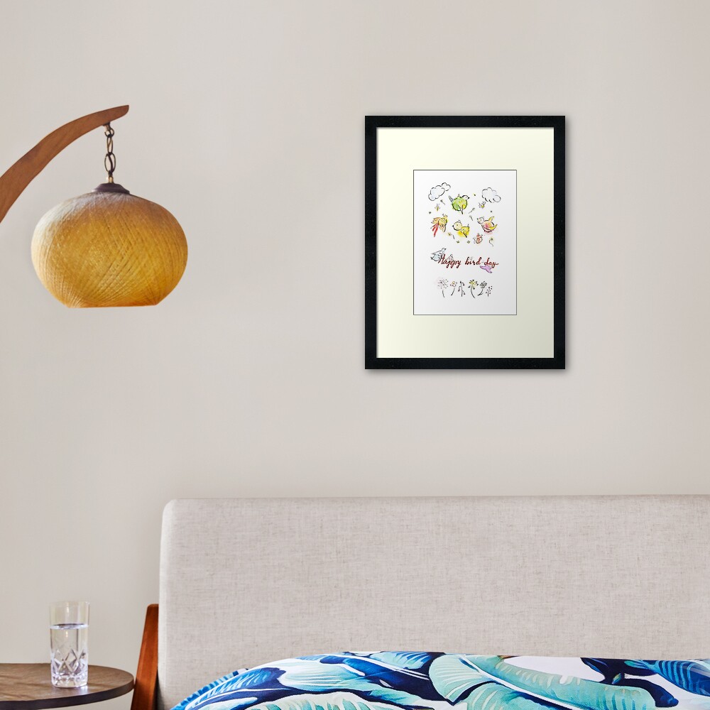 Happy bird-day Framed Art Print