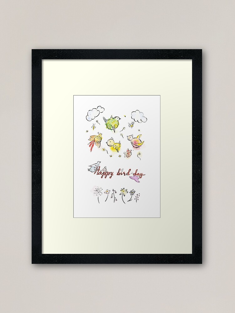 Alternate view of Happy bird-day Framed Art Print