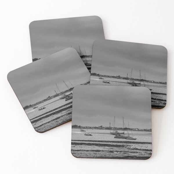 Item preview, pleasure boats at lowtide in black and white designed and sold by FotoMahieu.