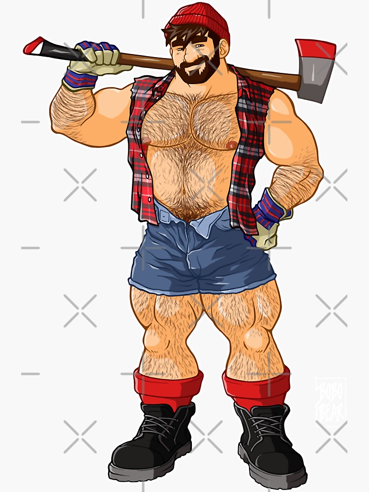 "Rose Tribe Muscular Giant Adam Likes Lumberjacks Vintage" Sticker for ...