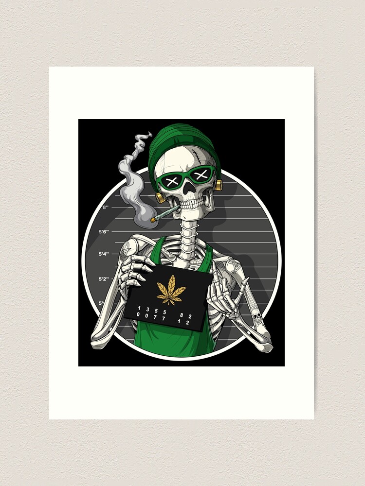 Skeleton Stoner Mugshot Art Print for Sale by Nikolay Todorov