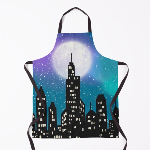 Item preview, City skyline with full moon and stars designed and sold by FGCART.