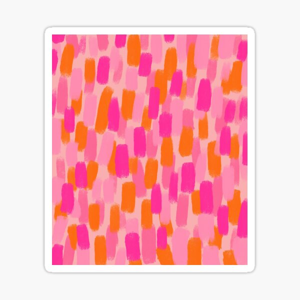 Abstract, Pink with Orange, Paint Brush Effect Sticker