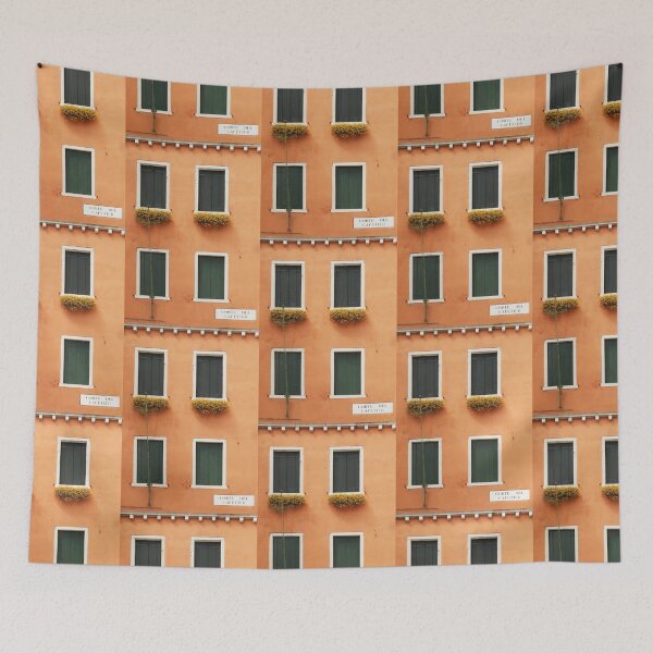 Item preview, Orange Venetian Building and Green Windows designed and sold by Brooke T Ryan Photographic Art.