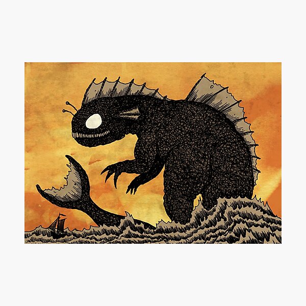Sea Monster & Boat Photographic Print