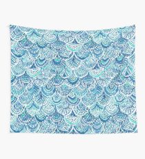 SPLASH Blue Watercolor Mermaid Scales Wall Tapestry