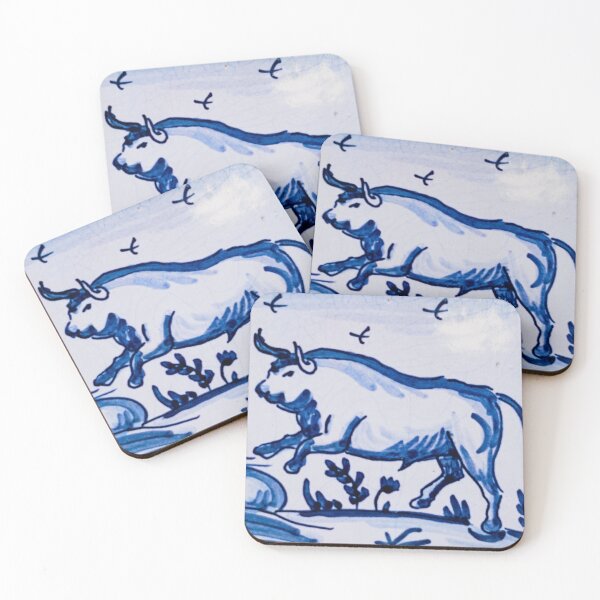 Item preview, BULLS - TORO - TILE - TILES - BLUE TILE - BULLS - RONDA - RONDA - SPAIN designed and sold by acapotevuelto.