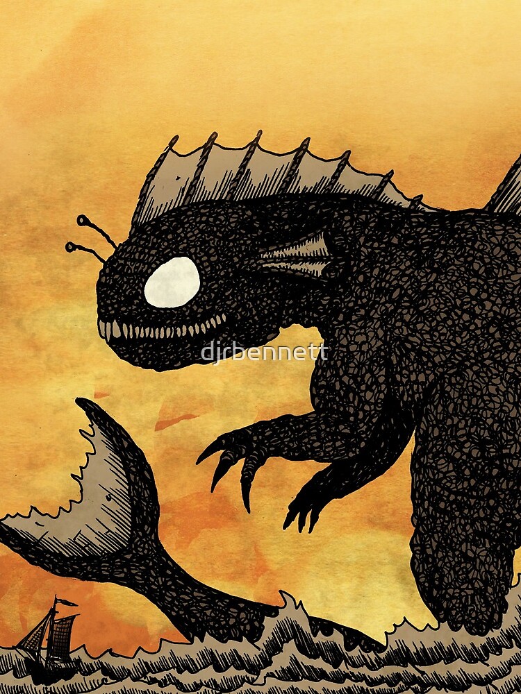 Sea Monster & Boat by djrbennett