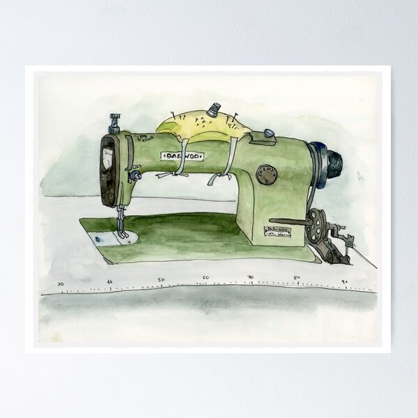 1960s White Brand Teal Coloured Sewing Machine Art Print 