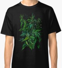 "Green & Black", summer greenery, floral art, pastel drawing Classic T-Shirt