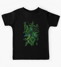 "Green & Black", summer greenery, floral art, pastel drawing Kids Tee