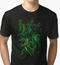 "Green & Black", summer greenery, floral art, pastel drawing Tri-blend T-Shirt