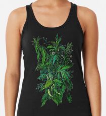 Green and Black, summer greenery, floral art, pastel drawing Women's Tank Top