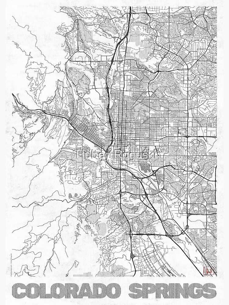 Artwork view, Colorado Springs Map Line designed and sold by HubertRoguski