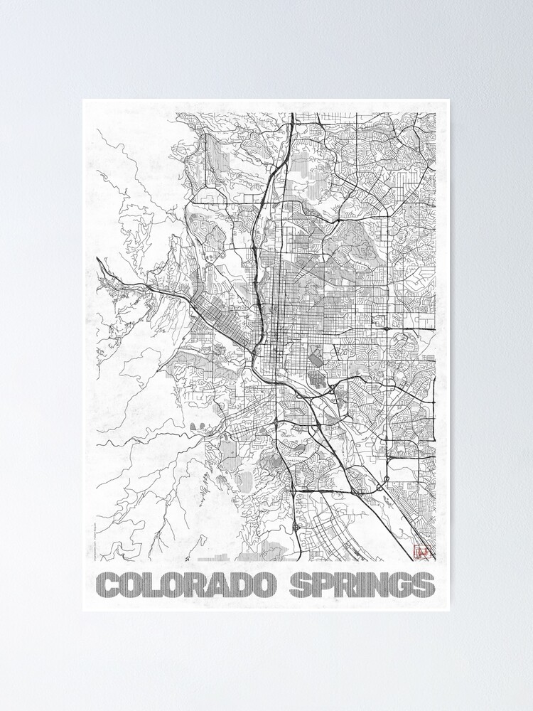 Thumbnail 2 of 3, Poster, Colorado Springs Map Line designed and sold by HubertRoguski.