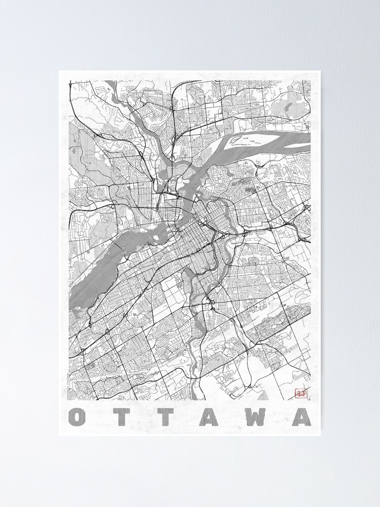 Alternate view of Ottawa Map Line Poster