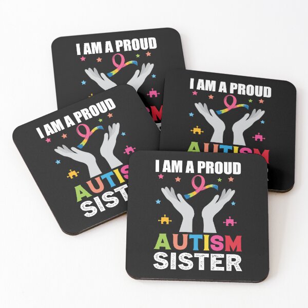 Item preview, I am a Proud Autism Sister Autistic support Be Positive Aspire To Inspire Happy Life Apparel Essential Motivation Inspiration Joy Mood designed and sold by DesignByHeartUK.