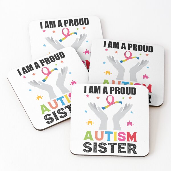 Item preview, I am a Proud Autism Sister Autistic support Be Positive Aspire To Inspire Happy Life Apparel Essential Motivation Inspiration Joy Mood designed and sold by DesignByHeartUK.