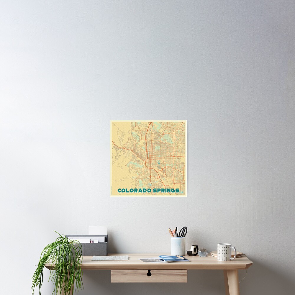 Colorado Springs Map Retro Poster
