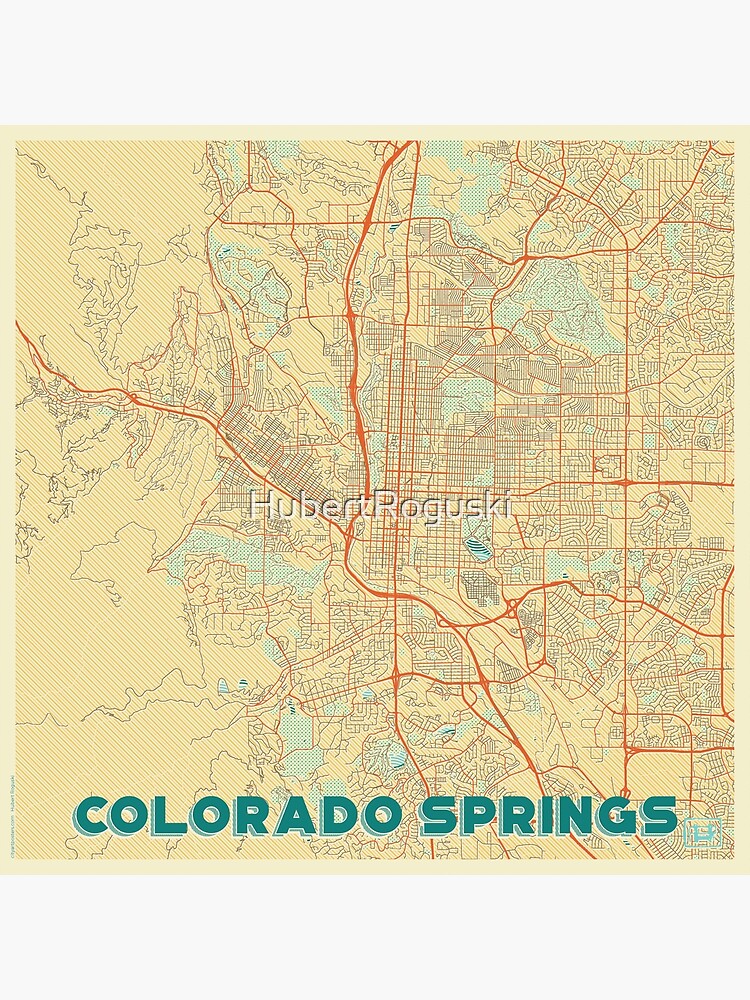 Colorado Springs Map Retro by HubertRoguski
