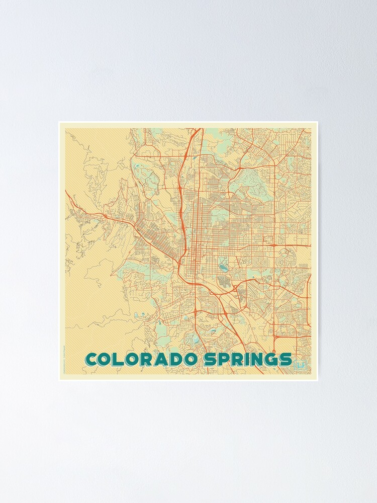 Alternate view of Colorado Springs Map Retro Poster