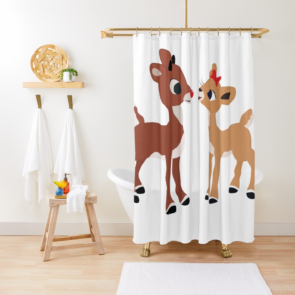 Classic Rudolph and Clarice © GraphicLoveShop Shower Curtain