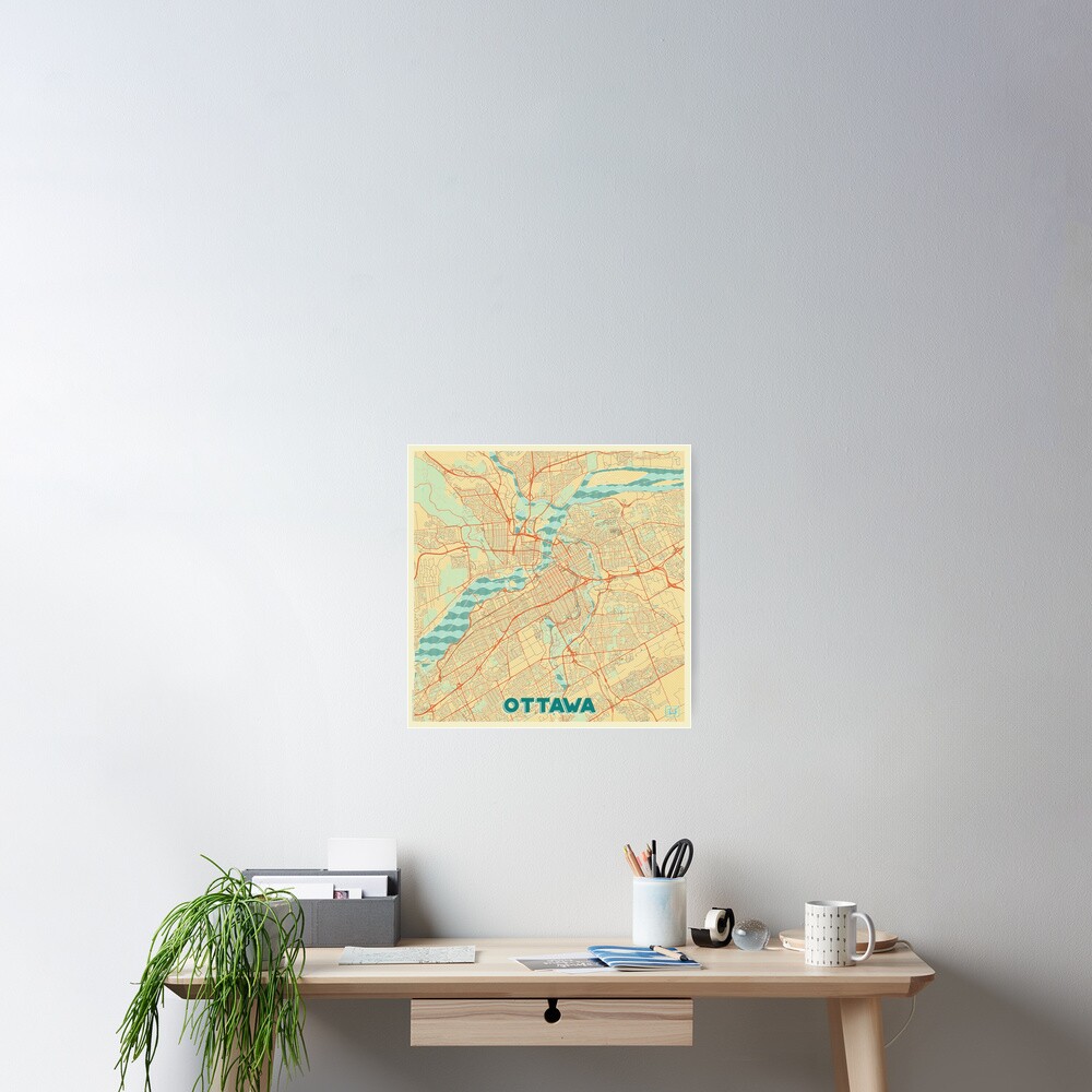 Ottawa Map Retro Poster