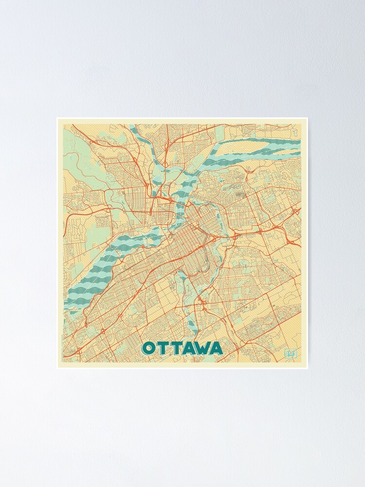 Alternate view of Ottawa Map Retro Poster