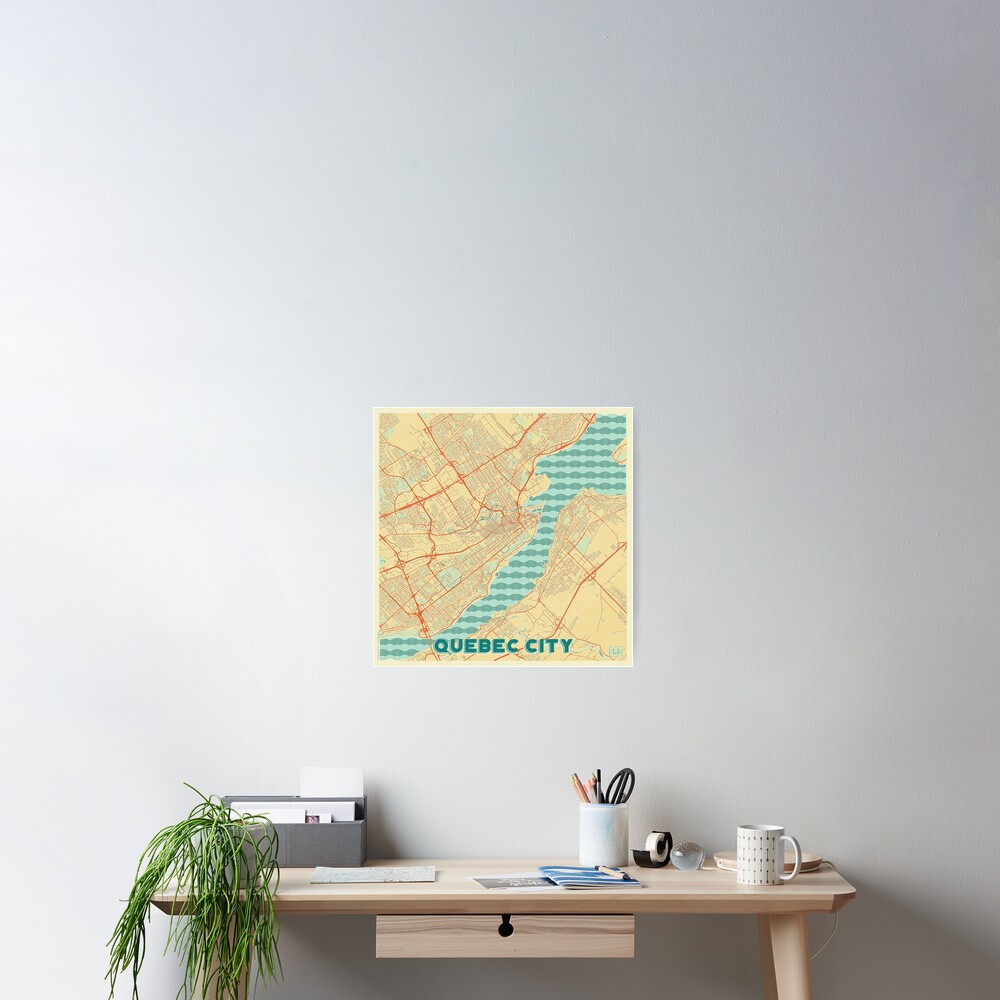 Quebec City Map Retro Poster