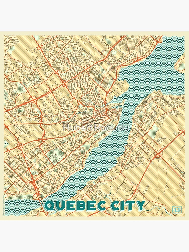 Quebec City Map Retro by HubertRoguski