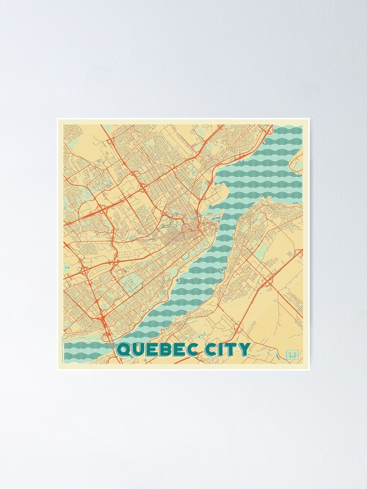 Alternate view of Quebec City Map Retro Poster