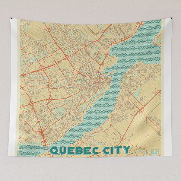 Item preview, Quebec City Map Retro designed and sold by HubertRoguski.