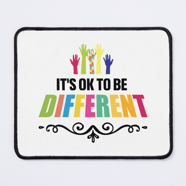 Item preview, It's Ok To Be Different Autistic support Be Positive Aspire To Inspire Happy Life Apparel Essential Motivation Inspiration Joy Mood designed and sold by DesignByHeartUK.