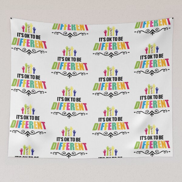 Item preview, It's Ok To Be Different Autistic support Be Positive Aspire To Inspire Happy Life Apparel Essential Motivation Inspiration Joy Mood designed and sold by DesignByHeartUK.