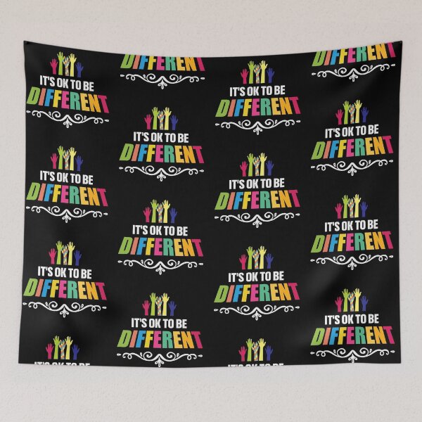 Item preview, It's Ok To Be Different Autistic support Be Positive Aspire To Inspire Happy Life Apparel Essential Motivation Inspiration Joy Mood designed and sold by DesignByHeartUK.
