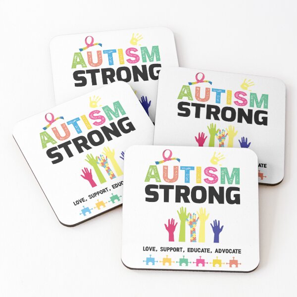 Item preview, Autism Strong Love Support Educate advocate Autistic support Be Positive Aspire To Inspire Happy Life Apparel Essential Motivation Inspiration Joy Mood designed and sold by DesignByHeartUK.