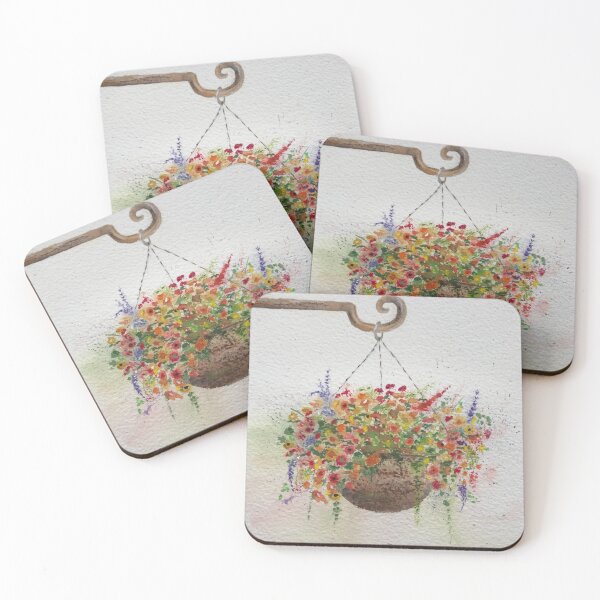 Item preview, Summer Hanging Basket in Watercolour designed and sold by lilacshoes_art.