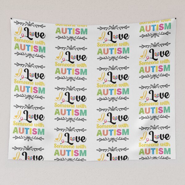 Item preview, I Love Someone With Autism Autistic support Be Positive Aspire To Inspire Happy Life Apparel Essential Motivation Inspiration Joy Mood designed and sold by DesignByHeartUK.