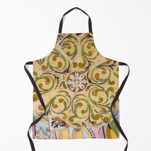 Item preview, Gaudi Tile Barcelona Architecture pink and yellow mosaic flowers designed and sold by BlankaDesigns.
