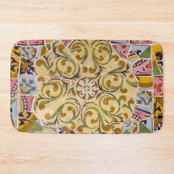 Item preview, Gaudi Tile Barcelona Architecture pink and yellow mosaic flowers designed and sold by BlankaDesigns.